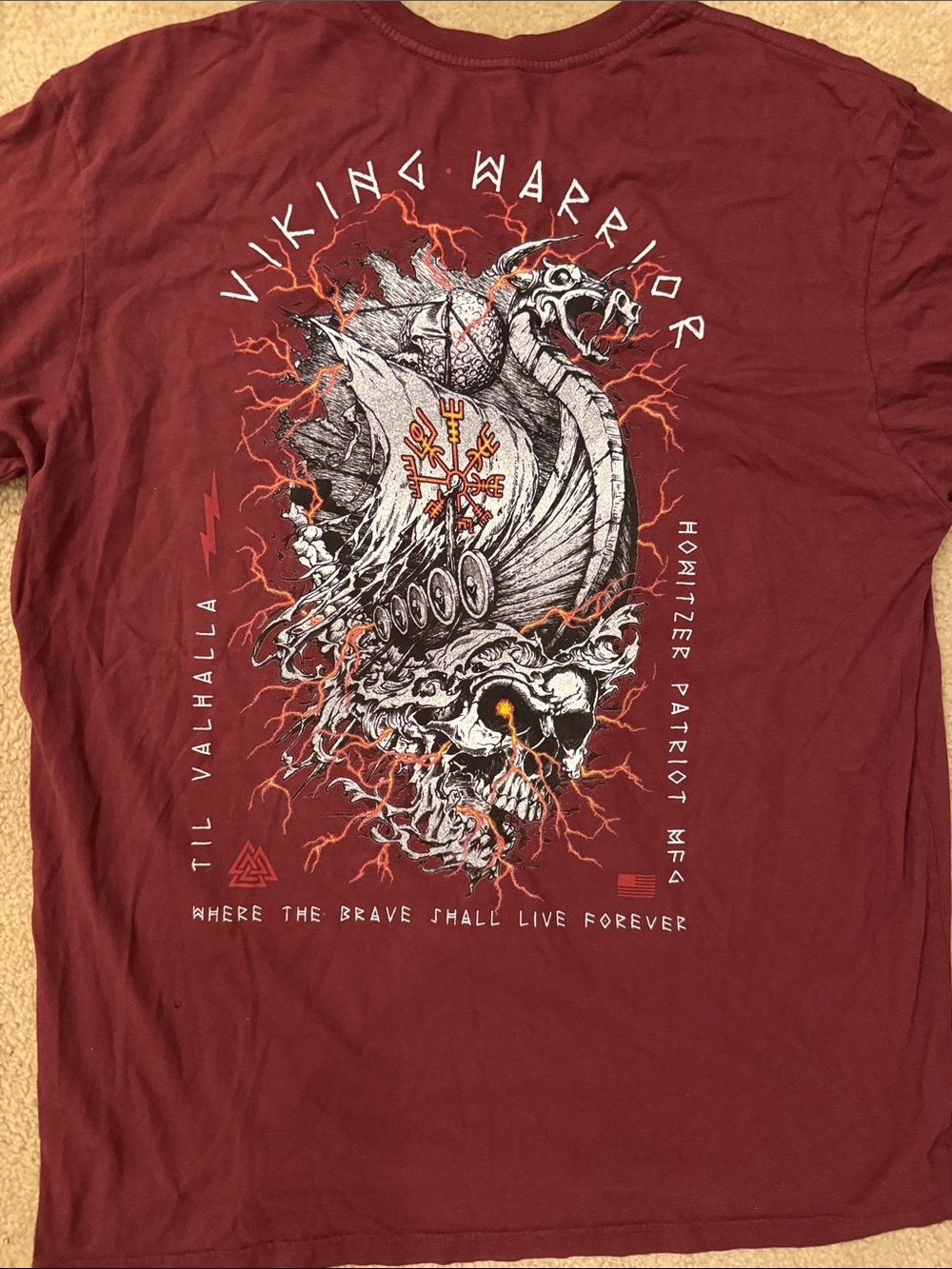 Viking Warrior Graphic Tee - Maroon